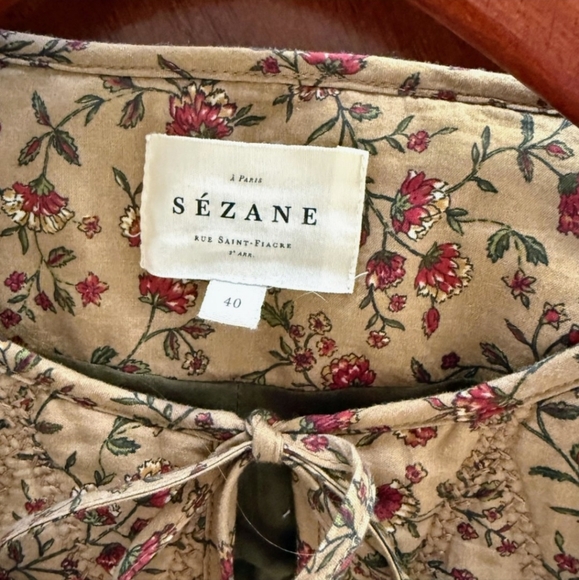 SÉZANE Paoline Tie Front Jacket In Miranda Beige Floral Print New 40/8 RARE NWOT - Picture 14 of 16
